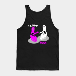 I love BOO Pink Footprint ghost Tank Top